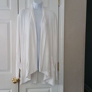 Athleta Pranayama White open front Wrap Knit Long Cardigan Sweater  Size M NWOT